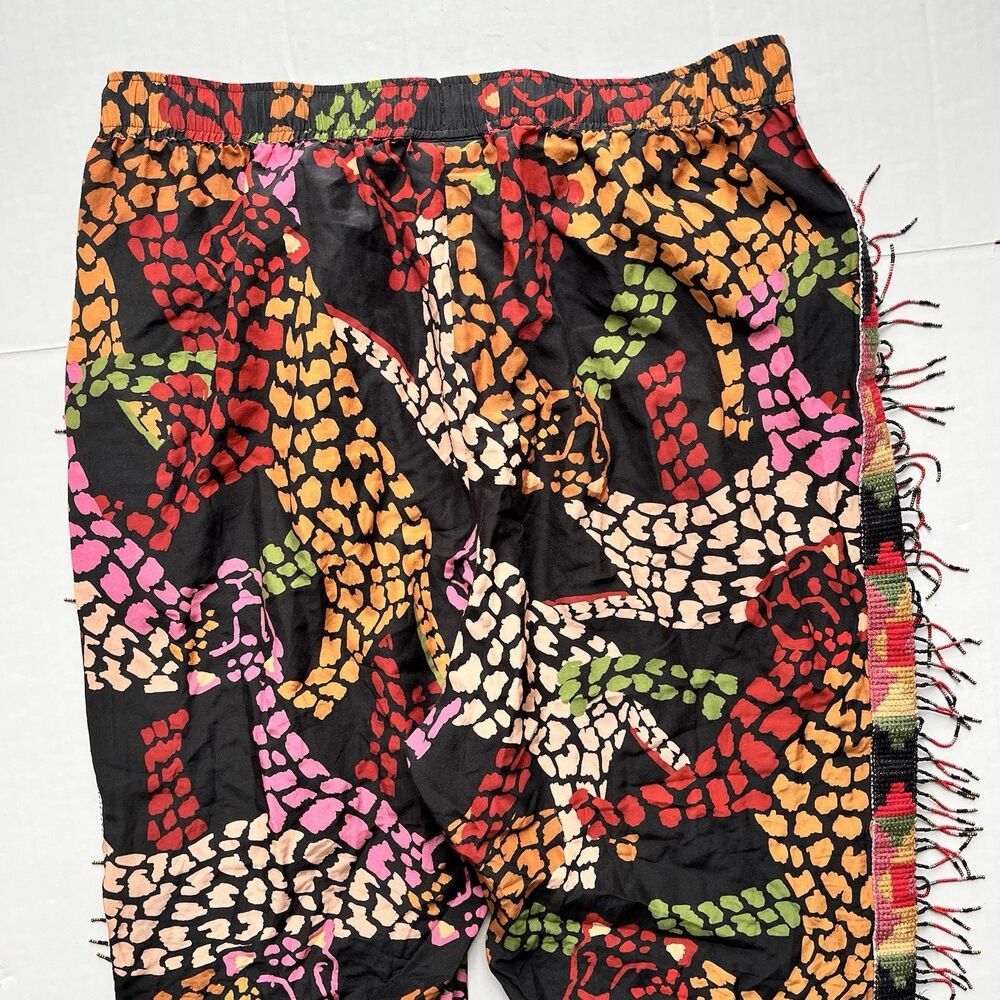 FARM Rio Mixed Multicolor Leopard Printed Pants Embroidered Beaded Fringe Size L - Picture 7 of 16